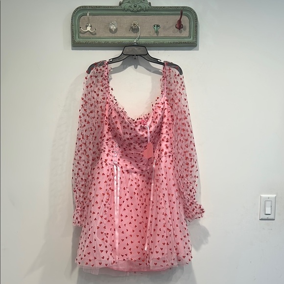 Sugar Thrillz Pink tulle mini aDress with Red glitter Heart Pattern plus size 3X - Picture 1 of 7
